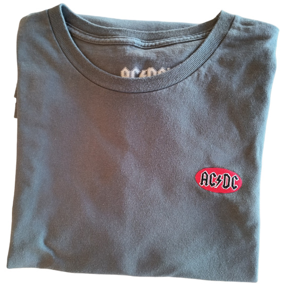 AC DC Band T-Shirt Men's L Gray Cotton  Embroidered Patch Short Sleeve Crewneck - Picture 8 of 11